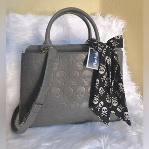 Betsey Johnson Large Gray with Scarf Skull Purse